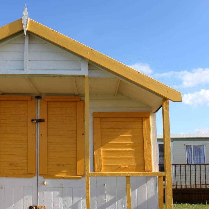 A beach hut on the seafront in Hunstanton, Norfolk